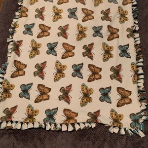 Butterfly & Teal no-sew fleece lap /child blanket